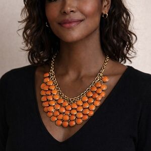 Bella del Mar Coral Faceted Stone Bib Necklace